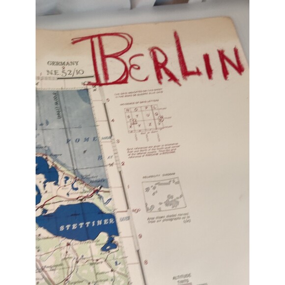 US WWII 1944 Map of Berlin Region 3rd Edition 1944 Survey WW2 USA 33.5"x28" - Picture 12 of 16